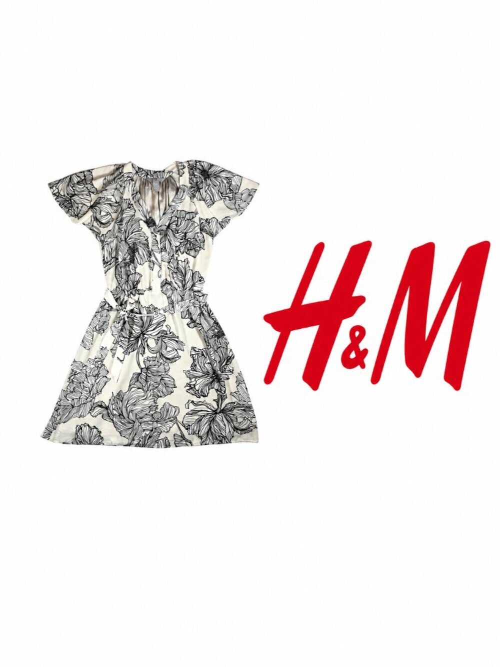 H&M Floral Dress with Flutter Sleeves - Size XS
